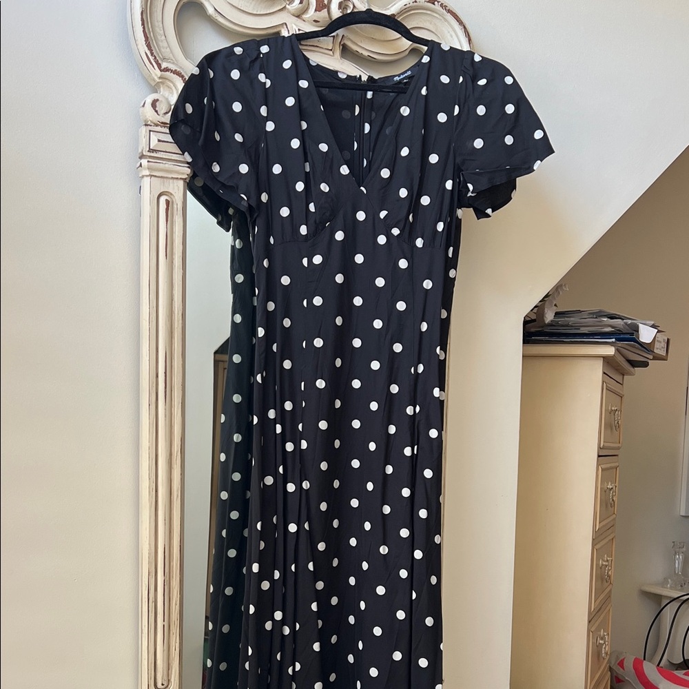 Madewell Black and White Polka Dot Midi Dress